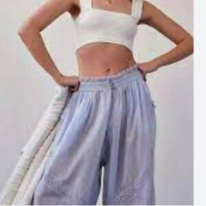 NWOT Free People Intimately Table Talk Sleep Pants Twinkling Berry Blue Size M